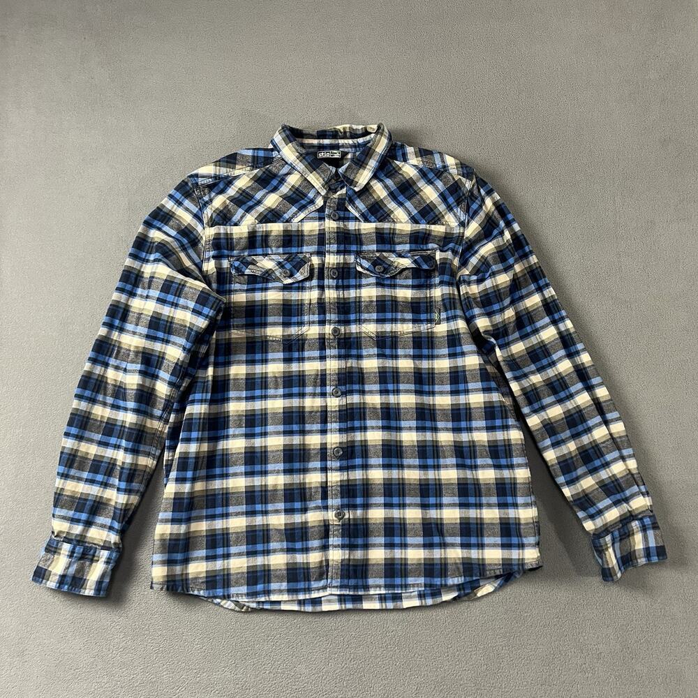 Stio Shirt Mens Size XL Blue Junction Flannel Midweight Long Sleeve Outdoors
